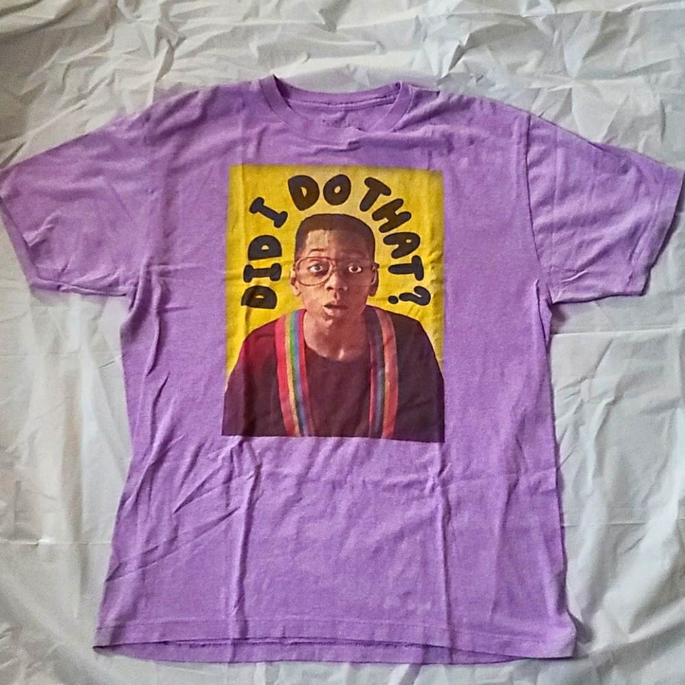 Purple Steve Urkel “Did I do that?” Graphic tee L